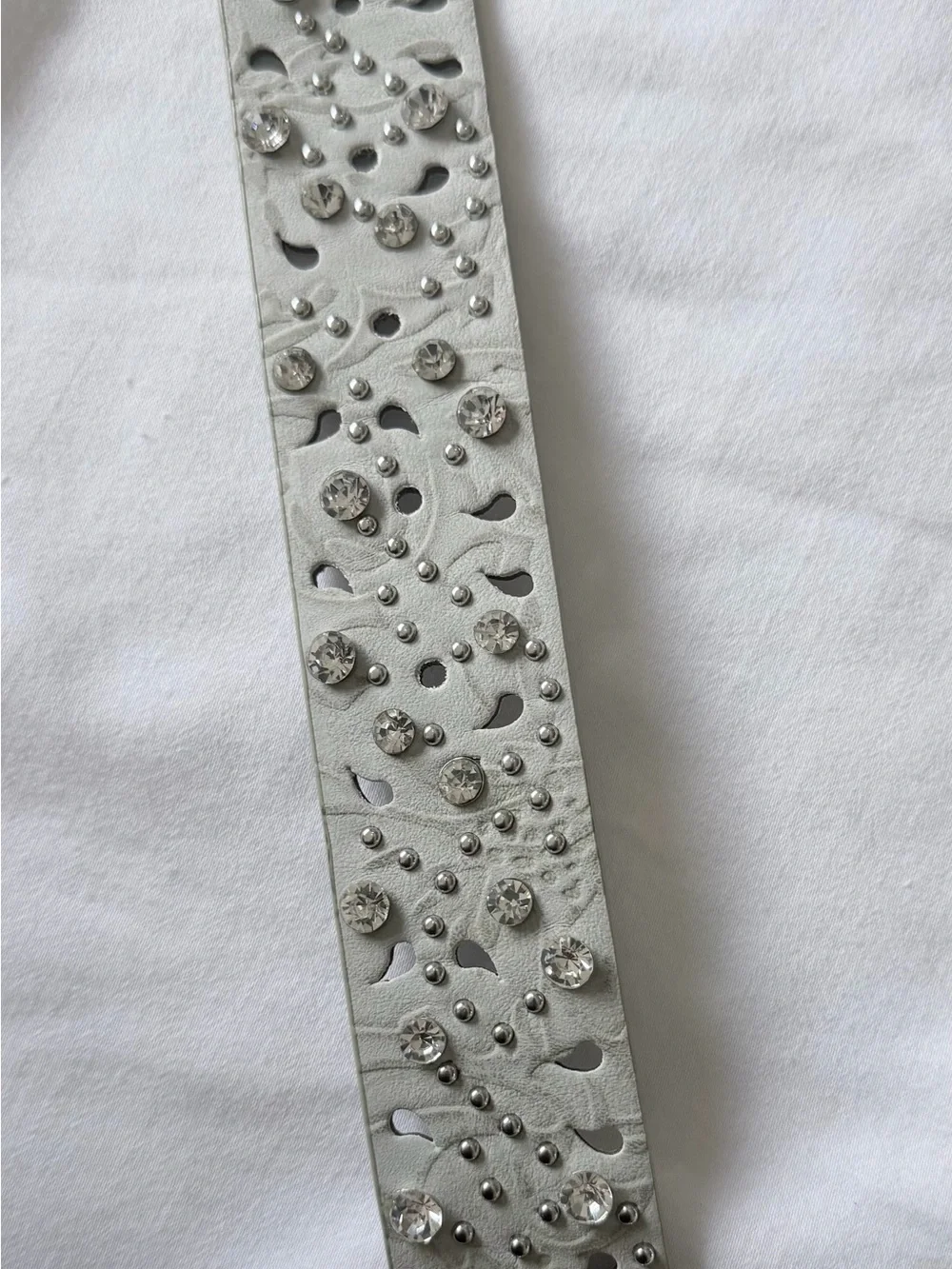NWT BKE  Light Gray Rhinestone Studded Western Belt Size Small